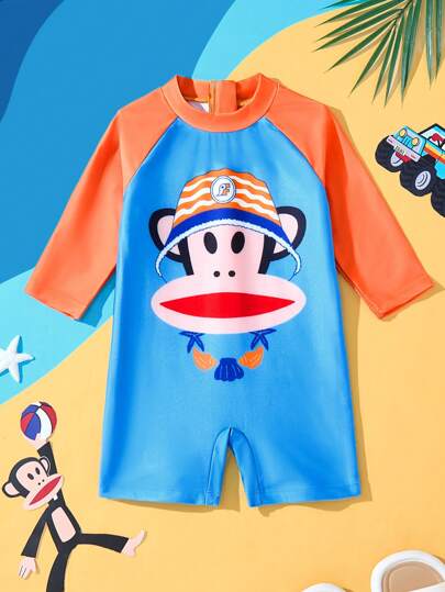 مايوه أولادي Paul Frank X  بدلة السباحة الحريمية ذات الألوان الكرتونية والمغلقة بسوستة للبيبي