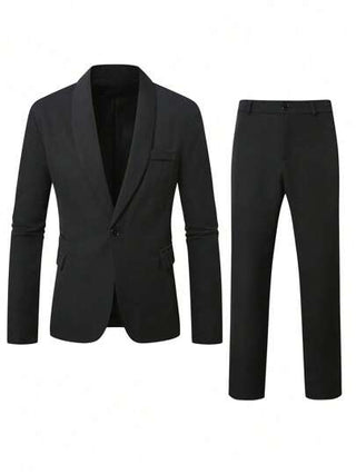 Manfinity Bizformal بدلة رجالية ملائمة مع قصة نحيفة، مناسبة للارتداء اليومي، بدلة رجالية كاجوال عملية مكونة من قطعتين، مجموعة بدلة لون سادة جاكيت وبنطلون، بدلة كاجوال بسيطة للاستخدام اليومي والزفاف ومناسبات أخرى، هدية رائعة لصديقك أو زوجك
