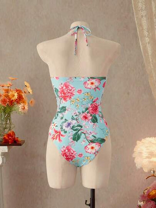 مايوه حريمي قطعة واحدة Swim Chiccia بكيني قطعة واحدة أنيق مفرّغ بزخرفة الأزهار مقاس نصف كوب