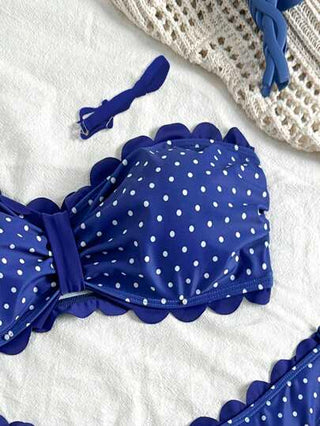 Swim Vcay مجموعة بكيني من البرا والشورت ذات طبعة نقاط بولكا ، ملابس سباحة كاجوال وجذابة من قطعتين لفصل الصيف