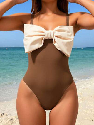 مايوه حريمي قطعة واحدة Swim Vcay 1 قطعة من البدلة السباحة الأنيقة للنساء ذات اللون الأحادي بدون حمالات والتي يمكن فكها مع زخرفة العقدة، بتصميم 2 في 1