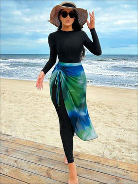 Swim Shayni مجموعة ملابس سباحة نسائية قطعتين، خليط كاجوال محافظ (بدلة السباحة من قطعتين باللون الأسود)