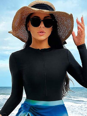 Swim Shayni مجموعة ملابس سباحة نسائية قطعتين، خليط كاجوال محافظ (بدلة السباحة من قطعتين باللون الأسود)