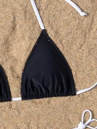 طقم تانكيني حريمي Swim Basics قميص سباحة قصير بياقة رفيعة وسروال سباحة، بدلة سباحة عصرية للصيف