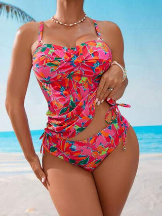 طقم تانكيني حريمي Swim Lushoire بيكيني منقوش بأزهار مع رباط جانبي مناسب للشاطئ والعطلات الصيفية