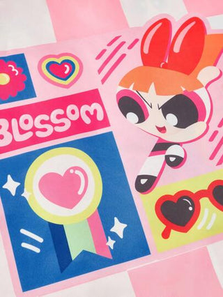 THE POWERPUFF GIRLS X  حقيبة كبيرة السعة ذات طبعة أزهار وشيكات عصرية للنساء