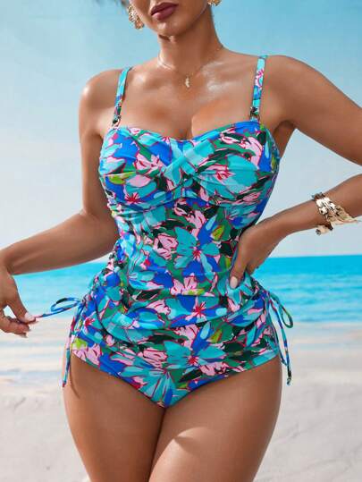 طقم تانكيني حريمي Swim Lushoire ملابس علوية بيكيني سباغيتي الحمالات للسيدات، عصري للصيف