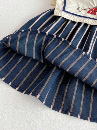 فساتين بيبي فساتين بنات رضع بياقة نيلي، فستان جينز ناعم بطراز كوري للرضع وصغار الأطفال، ملابس صيفية