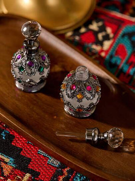 Cirelle قارورة عطر زيوت أساسية سعة 15مل، قارورة عطر فاخرة للعلاج بالروائح، قارورة كريستالية، قارورة صغيرة قابلة لإعادة الملء للعلاج بالروائح، قارورة موزع زيوت أساسية للسفر مع قطارة زجاجية، قارورة بطراز دبي الرجعي، هدية عيد الأم، هدية للسيدات، هدية عيد الح