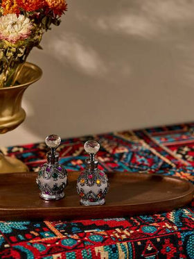 Cirelle قارورة عطر زيوت أساسية سعة 15مل، قارورة عطر فاخرة للعلاج بالروائح، قارورة كريستالية، قارورة صغيرة قابلة لإعادة الملء للعلاج بالروائح، قارورة موزع زيوت أساسية للسفر مع قطارة زجاجية، قارورة بطراز دبي الرجعي، هدية عيد الأم، هدية للسيدات، هدية عيد الح