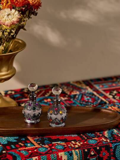 Cirelle قارورة عطر زيوت أساسية سعة 15مل، قارورة عطر فاخرة للعلاج بالروائح، قارورة كريستالية، قارورة صغيرة قابلة لإعادة الملء للعلاج بالروائح، قارورة موزع زيوت أساسية للسفر مع قطارة زجاجية، قارورة بطراز دبي الرجعي، هدية عيد الأم، هدية للسيدات، هدية عيد الح