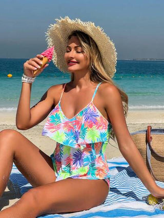 طقم تانكيني حريمي Swim Lushoire طقم فوط سباحة بيكيني وتوب خزان صيفي أنيق للسيدات