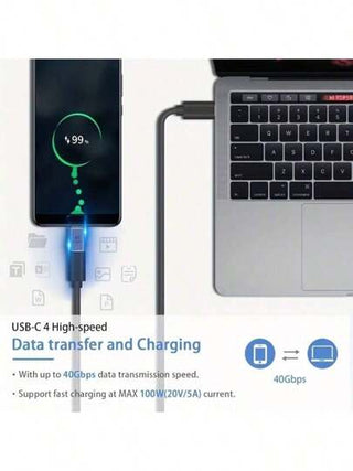 WOWSSYO محول Type-C USB قطعة واحدة، محول أنثى إلى ذكر USB-C بسرعة 40 جيجابت/ث يدعم شحن سريع بقوة 100 واط و 8K@60HZ، مناسب ل- Thunderbolt 4/3، USB-C، مركز توزيع، قاعدة إرساء، الحاسوب اللوحي