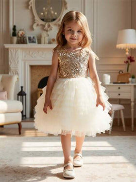 Glamorique Kids تنورة طبقات كعكة مزينة بالترتر والفيونكة، مناسبة للحفلات والأعياد والمناسبات الرسمية والأعراس والعروض