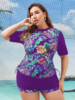 Swim Lushoire مجموعة ملابس سباحة طبعات استوائية لأحجام كبيرة