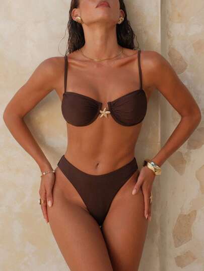 طقم تانكيني حريمي Swim Chiccia طقم ملابس سباحة تانكيني ذو إجاص مدعم بإطار معدني ذات تصميم أنيق بموضوع البحر