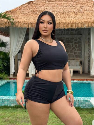Swim Basics بيكيني جناح لون واحد المقاسات الكبيرة، موضه مناسبة لفصل الصيف