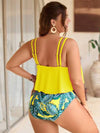 طقم تانكيني حريمي Swim Lushoire مجموعة من قطعتين للمرأة حجم كبير، توب كاميسول أحادي اللون مع شورت مطبع مبعج، ملابس للسباحة والشاطئ وأنشطة الاستجمام بالمنتجعات