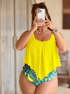 طقم تانكيني حريمي Swim Lushoire مجموعة من قطعتين للمرأة حجم كبير، توب كاميسول أحادي اللون مع شورت مطبع مبعج، ملابس للسباحة والشاطئ وأنشطة الاستجمام بالمنتجعات