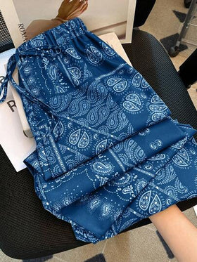 Franclia بنطلون نسائي طويل ذو طباعة عصرية للإجازات باللون الأخضر، مناسب للربيع والصيف