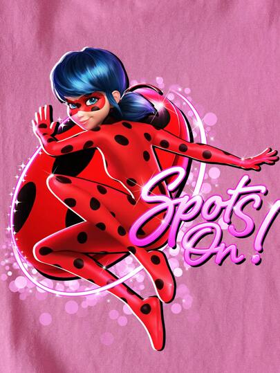 تيشيرتات بناتي Miraculous Ladybug X  قميص تي-شيرت بأكمام قصيرة وياقة مستديرة بطباعة أرقام وحروف للفتيات المراهقات