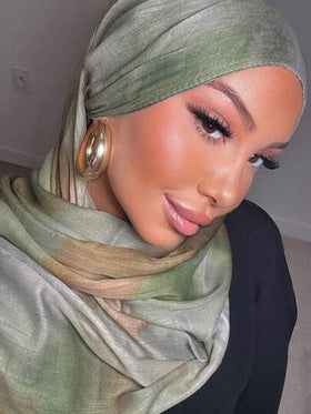 قطعة واحدة من الحجاب/الوشاح النسائي بطراز بوهيمي مطبوع بطريقة الربط والصبغ المائية، وشاح ناعم مقاوم للرياح مناسب للارتداء اليومي مع الفستان