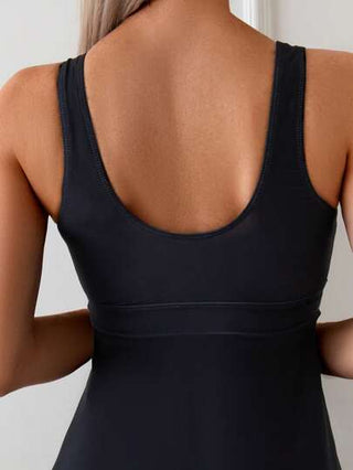 طقم تانكيني حريمي Swim Lushoire بادية محافظة، بدلة سباحة منسقة للنساء بقطعتين ذات لون أسود ، ملابس سباحة للعطلات والشاطئ المحافظ
