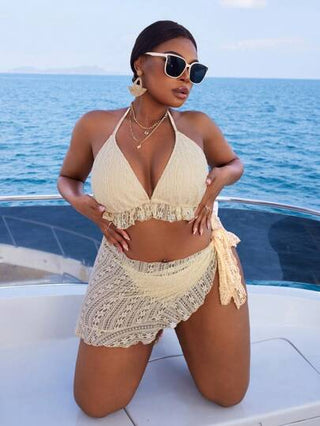 Swim SXY بيكيني ملابس علوية للنساء ذوات الحجم الكبير مثير الظهر للشاطئ