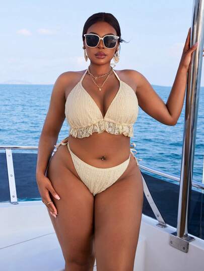 Swim SXY بيكيني ملابس علوية للنساء ذوات الحجم الكبير مثير الظهر للشاطئ