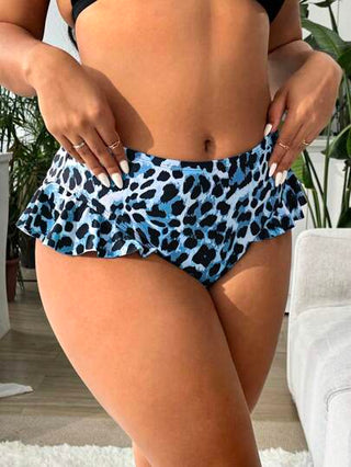 Swim SXY قطعة سفلية لبدلة السباحة للسيدات السمينات بطبعة نمر عشوائية، عالية المرونة، فاخرة المستوى
