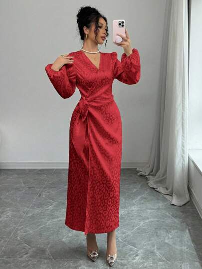 فساتين حريمي Modelyn العيد فستان أنيق متماسك مطبوع بنمط الأزهار لخصر الخصر للنساء، موسم الربيع/الصيف