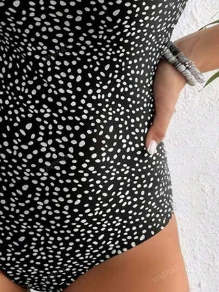 مايوه حريمي قطعة واحدة قطعة واحدة من البدلة البحرية الأنيقة للنساء المطبوعة بنقوش زهور، موديل الكتف المكشوف من قماش البوليستر المنسوج، عالي المطاطية، بوسادة صدر قابلة للإزالة