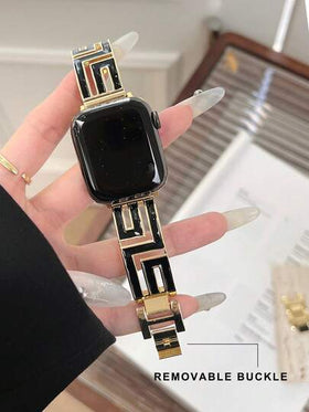 حزام ساعة معدني بسيط مناسب ل- الإصدارات (10 ، 9 ، 8 ، 7 ، 6 ، 5 ، 4 ، 3 ،SE، Ultra)، بتصميم ذهبي لؤلؤي، حزام ساعة أنيق وقابل للتنفس، متوافق مع أحجام (38/40/41/42/44/45/46/49مم)، مناسب للارتداء اليومي والتنقل