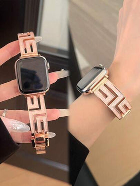 حزام ساعة معدني بسيط مناسب ل- الإصدارات (10 ، 9 ، 8 ، 7 ، 6 ، 5 ، 4 ، 3 ،SE، Ultra)، بتصميم ذهبي لؤلؤي، حزام ساعة أنيق وقابل للتنفس، متوافق مع أحجام (38/40/41/42/44/45/46/49مم)، مناسب للارتداء اليومي والتنقل
