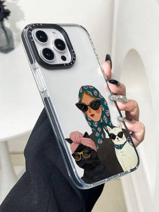 1 قطعة واقي شفاف للهاتف مطبوع عليه امرأة جميلة مع قطة، تصميم فريد مناسب للاستخدام الشخصي والهدايا، متوافق مع هواتف أبل IPhone11/12/13/14/15/16/16PRO/16PROMAX ، GalaxyA05/A15/A25/A35/A53/A54/A55/S23/S24