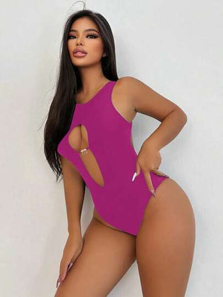 مايوه حريمي قطعة واحدة Swim SXY ملابس سباحة نسائية باللون الأحادي مثيرة ظهر مفتوح