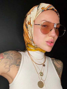 قطعة واحدة وشاح ساتان فاخر بطراز بوهيمي للنساء، بمقاس 70 سم، ملمس حريري ناعم، مناسب للحفلات والعطلات والسفر اليومي والفساتين