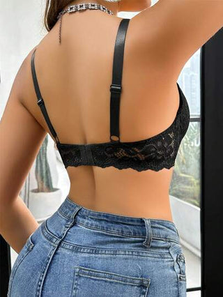 حمالة صدر نسائية سوداء جذابة مريحة معقودة من القماش الدانتيل الرقيق ذات كأس دافع للأعلى