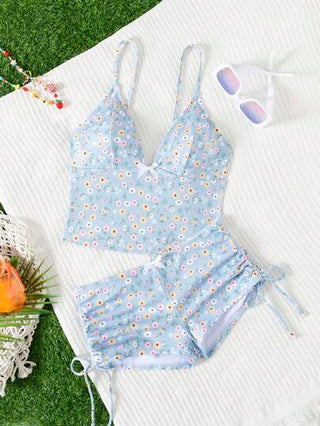 طقم تانكيني حريمي Swim مجموعة بكيني زهري صغير، بزي السباحة ذو أربطة خفيفة مزين بفيونكة، ملابس سباحة عذبة للنساء للاستمتاع بقضاء العطلة الصيفية على الشاطئ أو في الحفلات
