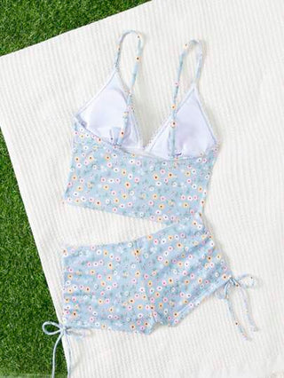 طقم تانكيني حريمي Swim مجموعة بكيني زهري صغير، بزي السباحة ذو أربطة خفيفة مزين بفيونكة، ملابس سباحة عذبة للنساء للاستمتاع بقضاء العطلة الصيفية على الشاطئ أو في الحفلات