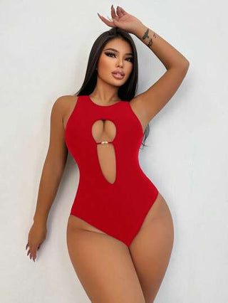 مايوه حريمي قطعة واحدة Swim SXY بذلة سباحة نسائية ذات لون أحادي أنيقة، كشكشة خلفية مفتوحة