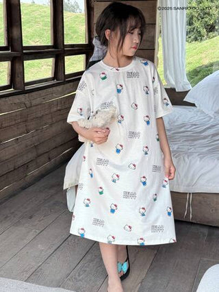 بيجاما DAZY HELLO KITTY | DAZY بيجامة عنق طاقم محبوكة للفتيات المراهقات