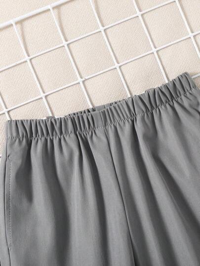 SHEIN زوج قطعة واحدة من بنطلونات الأولاد الفضفاضة الفضفاضة ذات اللون المتباين للاستخدام اليومي، المدرسة، الراحة، الموضة ، البساطة ، العملية ، المتعددة الاستخدامات ، اللينة ، المسترخية ، مناسبة للمدرسة ، اليومي، السفر ، الرياضة ، جميع المواسم