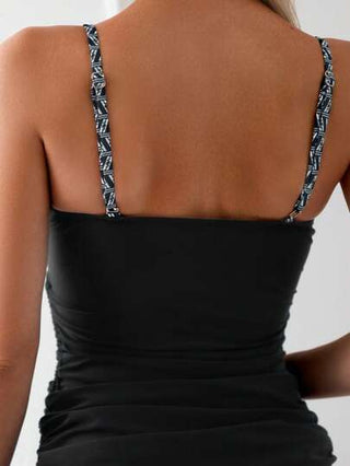 طقم تانكيني حريمي Swim مجموعة بكيني نسائية علوية مطبوعة فينتج مع حمالات كتف رفيعة ورباط جانبي  مع قاع البكيني للأجازات على الشاطئ.