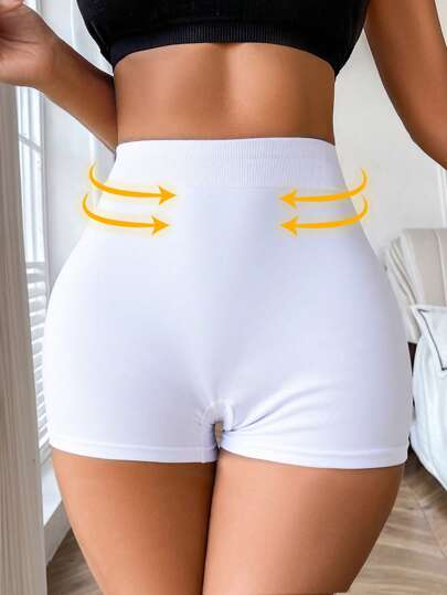 SHEIN قطعة واحدة من شورت تشكيل الخصر والأرداف النسائي الخالي من الغرز ، شكل الجسم