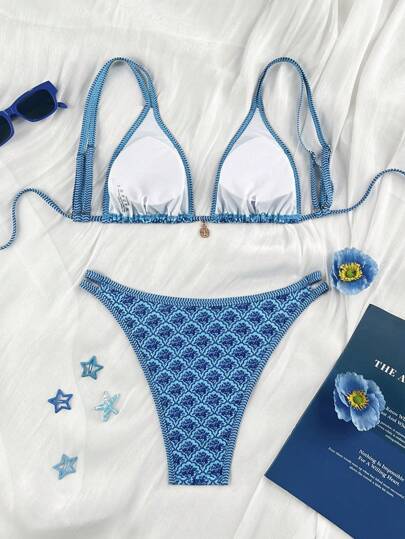 Swim Vcay مجموعة بكيني نسائية ذات ربطة خلفية عارية الظهر مع شكل أزهار وحزام جانبي وسروال قصير ، ملابس سباحة للإجازة على الشاطئ، 2 قطعة