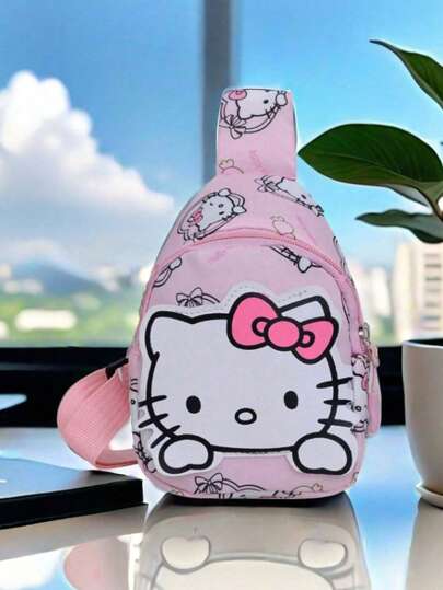 أحذية أوكسفورد حريمي Sanrio حقيبة صدر بطباعة كرتون سانريو من قماش أكسفورد، حقيبة أطفال
