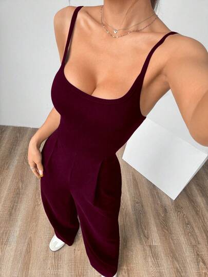 PETITE جمبسوت صيفية عارية الظهر برباط رفيع وساق مستقيمة