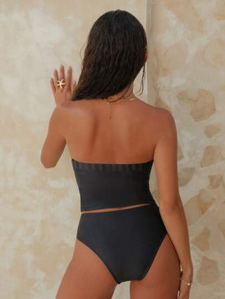 طقم تانكيني حريمي Swim Chiccia 2 قطعة / مجموعة، بليزر متعدد الأشرطة وسراويل مثلثة سوداء قطعتين للمرأة، ملابس سباحة للعطلات الصيفية والأحزاب، بدلة سباحة للشاطئ