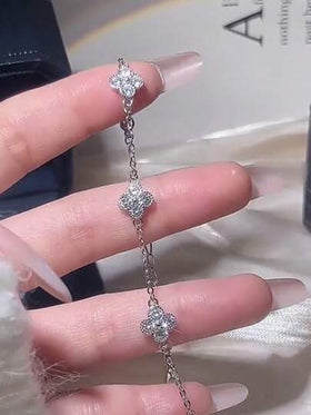 سوار من الفضة الإسترليني عيار 925 بتصميم أربع أوراق البرسيم الحظ، للاستخدام اليومي للنساء وكهدية للمناسبات، تصميم أصلي، مجوهرات راقية وأنيقة